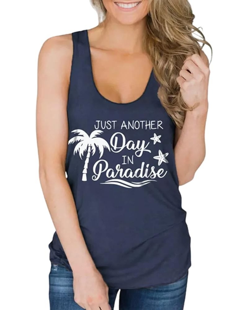 Beaches Booze & Besties Racerback Tank Tops Women O-Neck Summer Vacation Funny Sunglasses Graphic Letter Print Tank top Navy ...