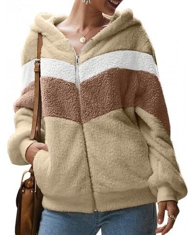 Women's Casual Fashion Loose Solid Color Hat Plus Fleece Collar Pocket Jacket 7-complexion $11.57 Jackets