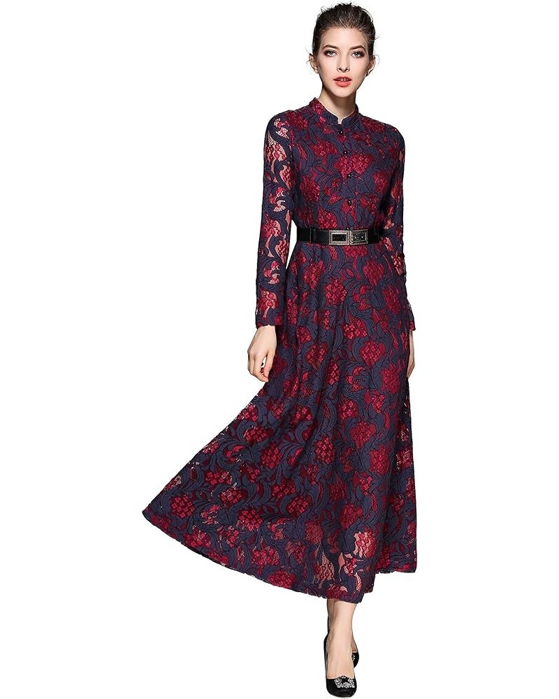 Women's Lace Floral Cocktail Evening Wedding Guest Party Maxi Dress 21495 Red $22.13 Dresses