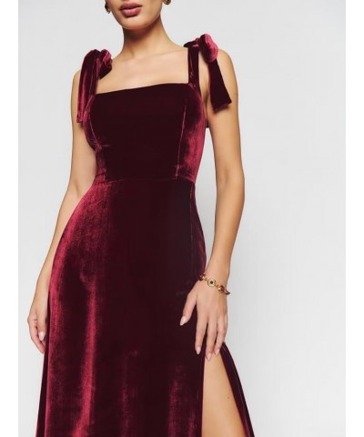 Velvet Bridesmaid Dress for Women Wedding Spaghetti Straps Split Formal Evening Party Gown Floor Length 2024 Cameo Brown $26....