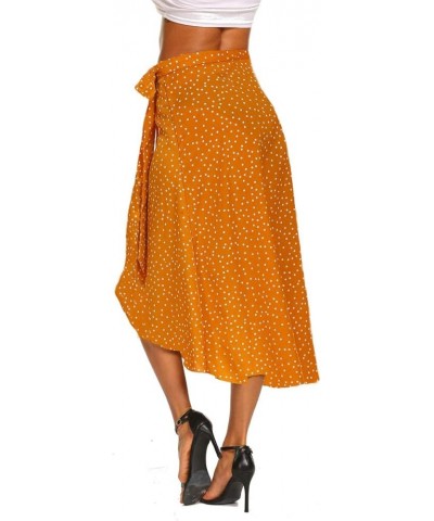 Women's Boho Leopard Skirt High Low Split Summer Beach Midi Wrap Skirts Orange $17.50 Skirts