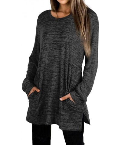 Womens Casual Sweatshirts Long Sleeve Shirts Oversized With Pocket Tunic Tops S-3XL 106-grey $15.64 Tops