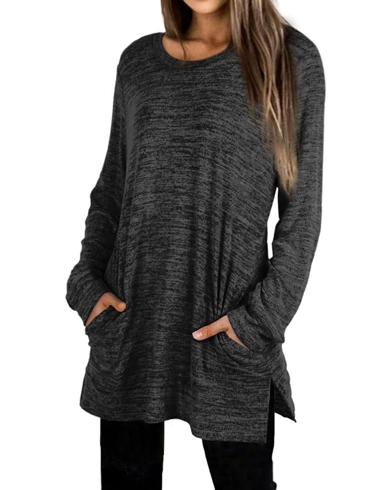 Womens Casual Sweatshirts Long Sleeve Shirts Oversized With Pocket Tunic Tops S-3XL 106-grey $15.64 Tops