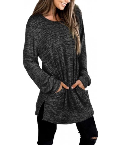 Womens Casual Sweatshirts Long Sleeve Shirts Oversized With Pocket Tunic Tops S-3XL 106-grey $15.64 Tops