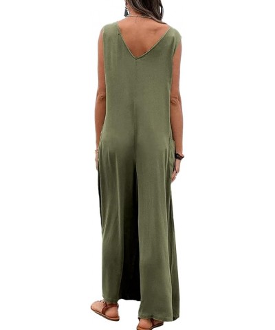 Women Wide Leg Jumpsuit Summer Casual Sleeveless Suspender Overall Loose Baggy Pants Romper with Pocket D Wide Leg Green $9.4...