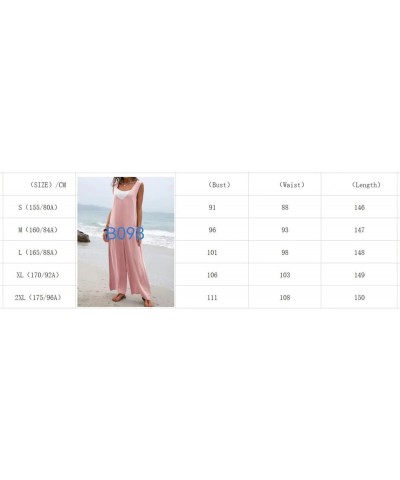 Women Wide Leg Jumpsuit Summer Casual Sleeveless Suspender Overall Loose Baggy Pants Romper with Pocket D Wide Leg Green $9.4...