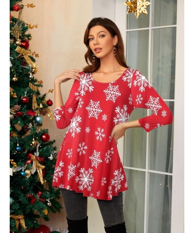 Women Casual Loose Fit Swing Flare Tunic Tops Basic Plus Size Flowy Shirt Flower62 &Long $8.84 Tops