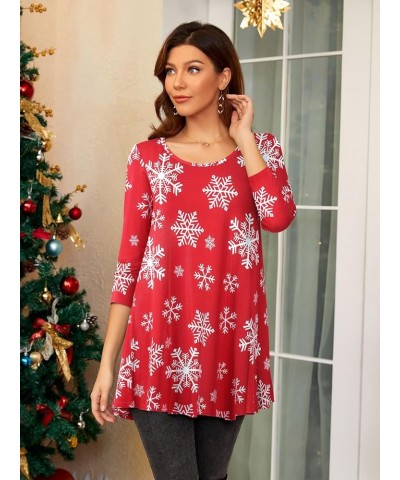 Women Casual Loose Fit Swing Flare Tunic Tops Basic Plus Size Flowy Shirt Flower62 &Long $8.84 Tops