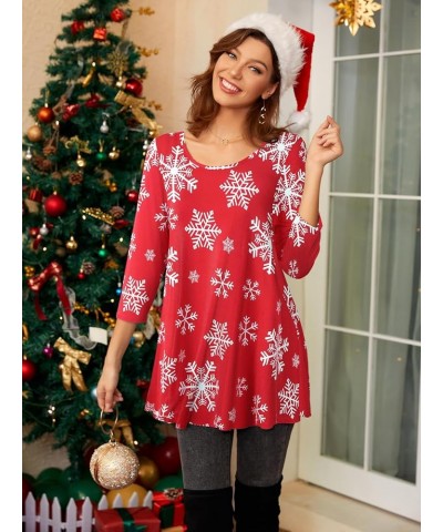 Women Casual Loose Fit Swing Flare Tunic Tops Basic Plus Size Flowy Shirt Flower62 &Long $8.84 Tops