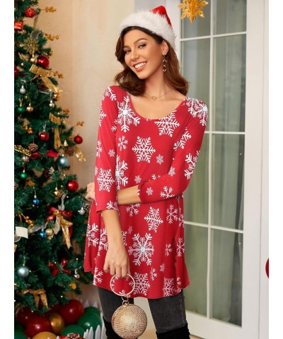 Women Casual Loose Fit Swing Flare Tunic Tops Basic Plus Size Flowy Shirt Flower62 &Long $8.84 Tops