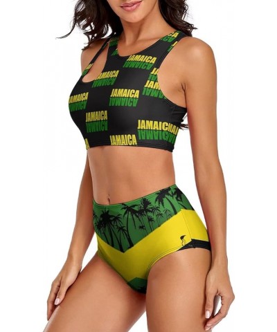 Bikini Sets Jamaica Flag Women's Swimwear Cute Bathing Suit Ruched High Cut Swimsuit Summer M X-Large Style-14 $15.60 Swimsuits