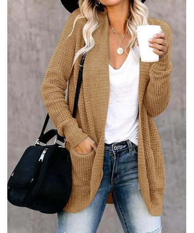 Womens Open Front Cardigans Long Sleeve Chunky Knitted Cardigan Sweater Coats with Pockets Yellow $9.43 Sweaters