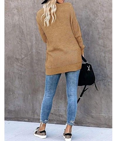 Womens Open Front Cardigans Long Sleeve Chunky Knitted Cardigan Sweater Coats with Pockets Yellow $9.43 Sweaters