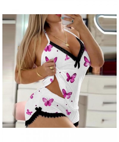 Camisole Shorts Womens Solid Color 2-Piece Set Sleepwear Lace Trim Lingerie Suit Romper Hot Pants Z5_hot Pink $7.38 Sleep & L...