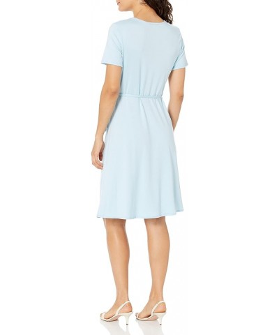 Women's Plus-Size Short-Sleeve Ballerina Wrap Dress Light Blue $12.48 Dresses