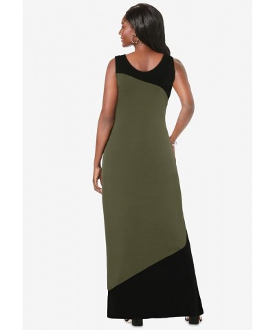 Women's Plus Size Sleeveless Knit Maxi Dress Kelly Green Graphic Tropical $20.56 Dresses